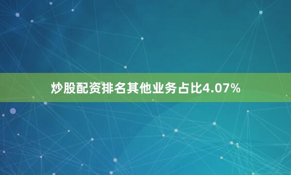 炒股配资排名其他业务占比4.07%