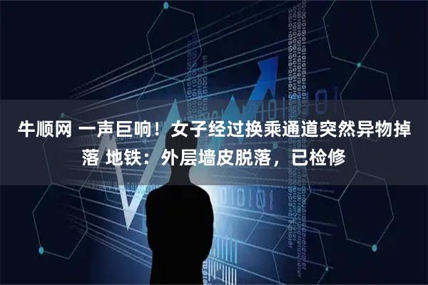 牛顺网 一声巨响！女子经过换乘通道突然异物掉落 地铁：外层墙皮脱落，已检修